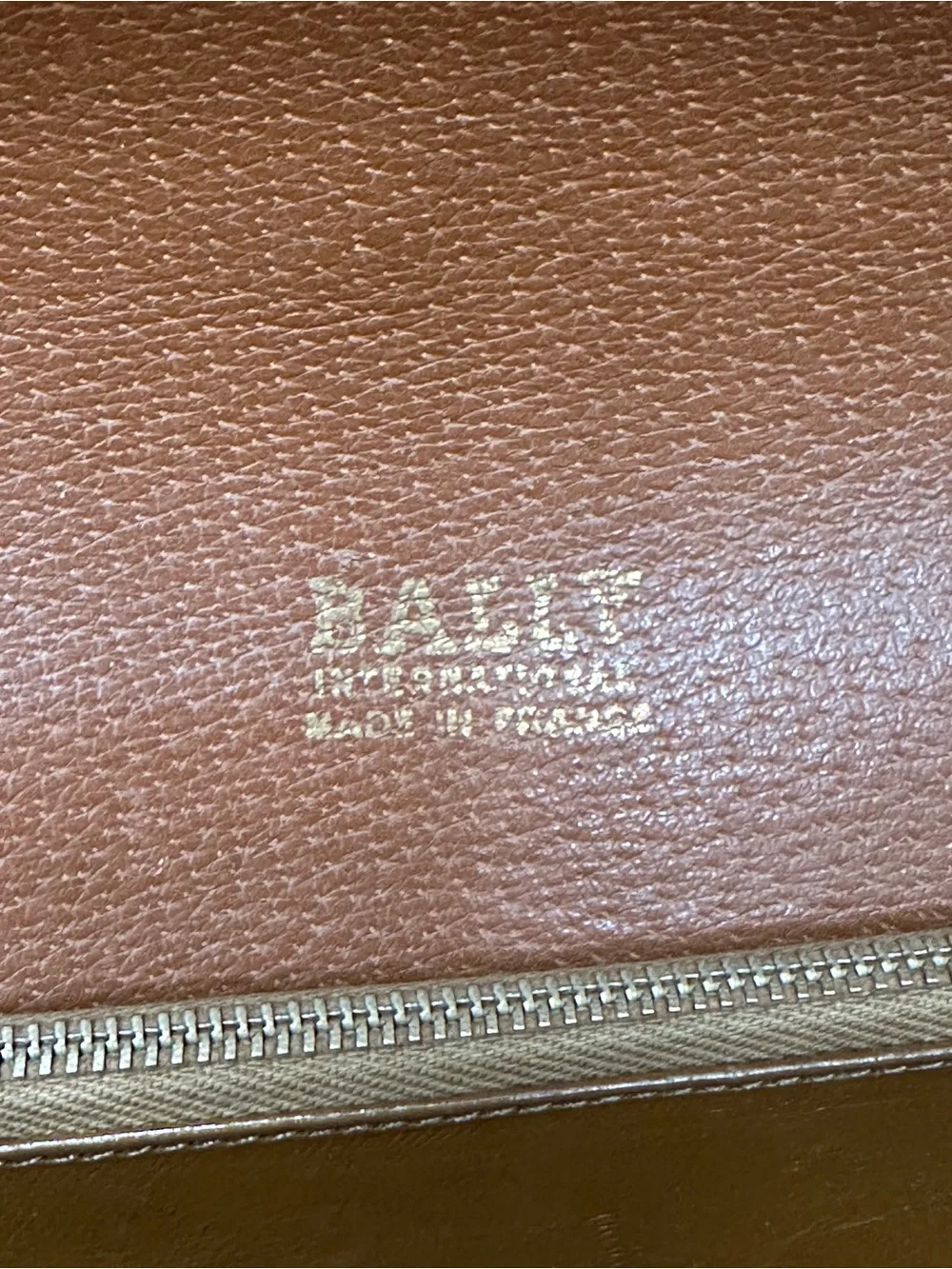 Vintage Bally Made in France Cognac Leather Shoulder Bag Éclair Zipper